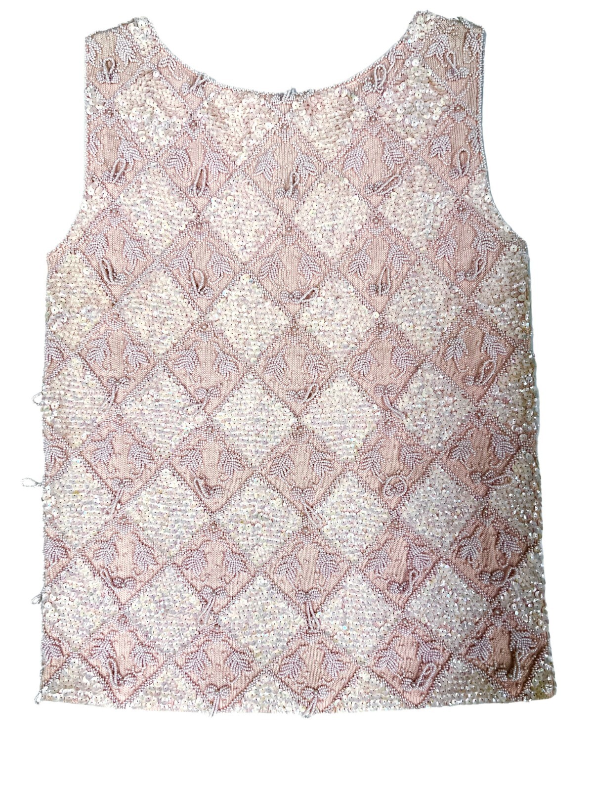 VTG Womens Shell Top Sleeveless Sequin Sweater Shimmy 60s Beaded Various Colors
