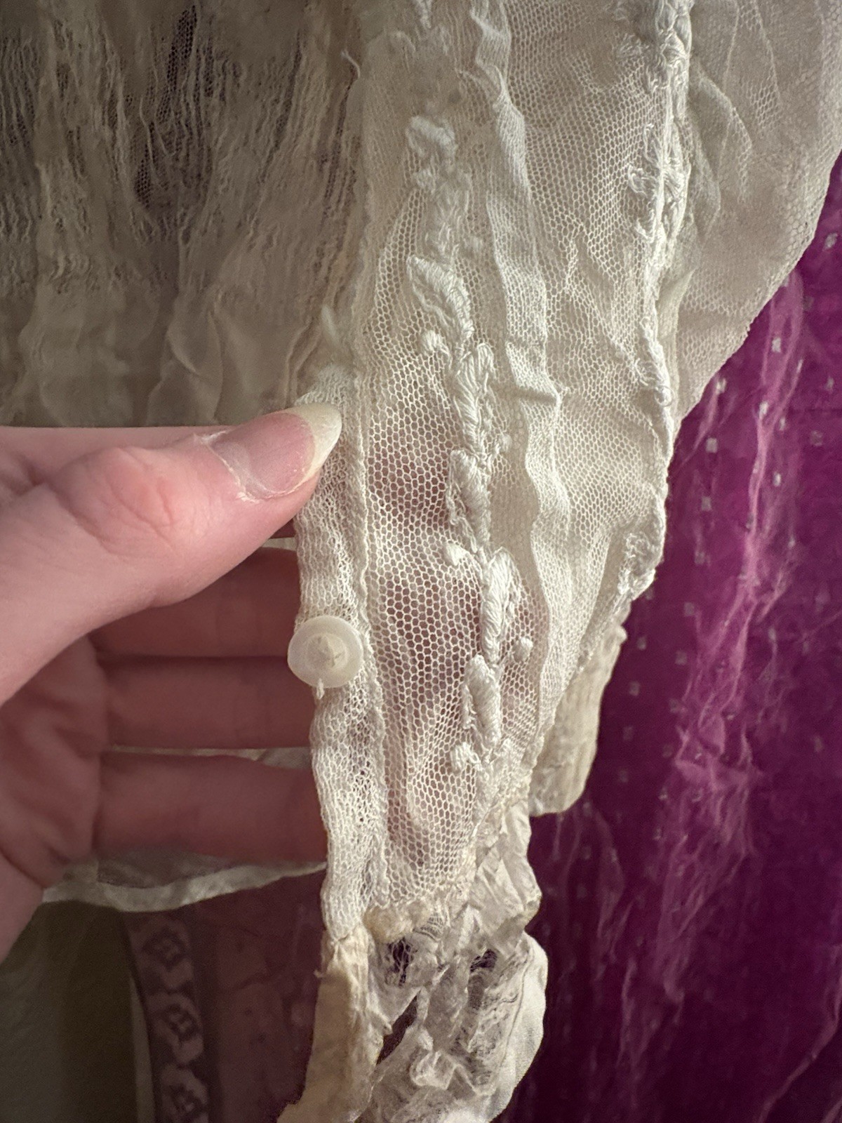 Antique 1900s Edwardian Net And Lace Blouse.