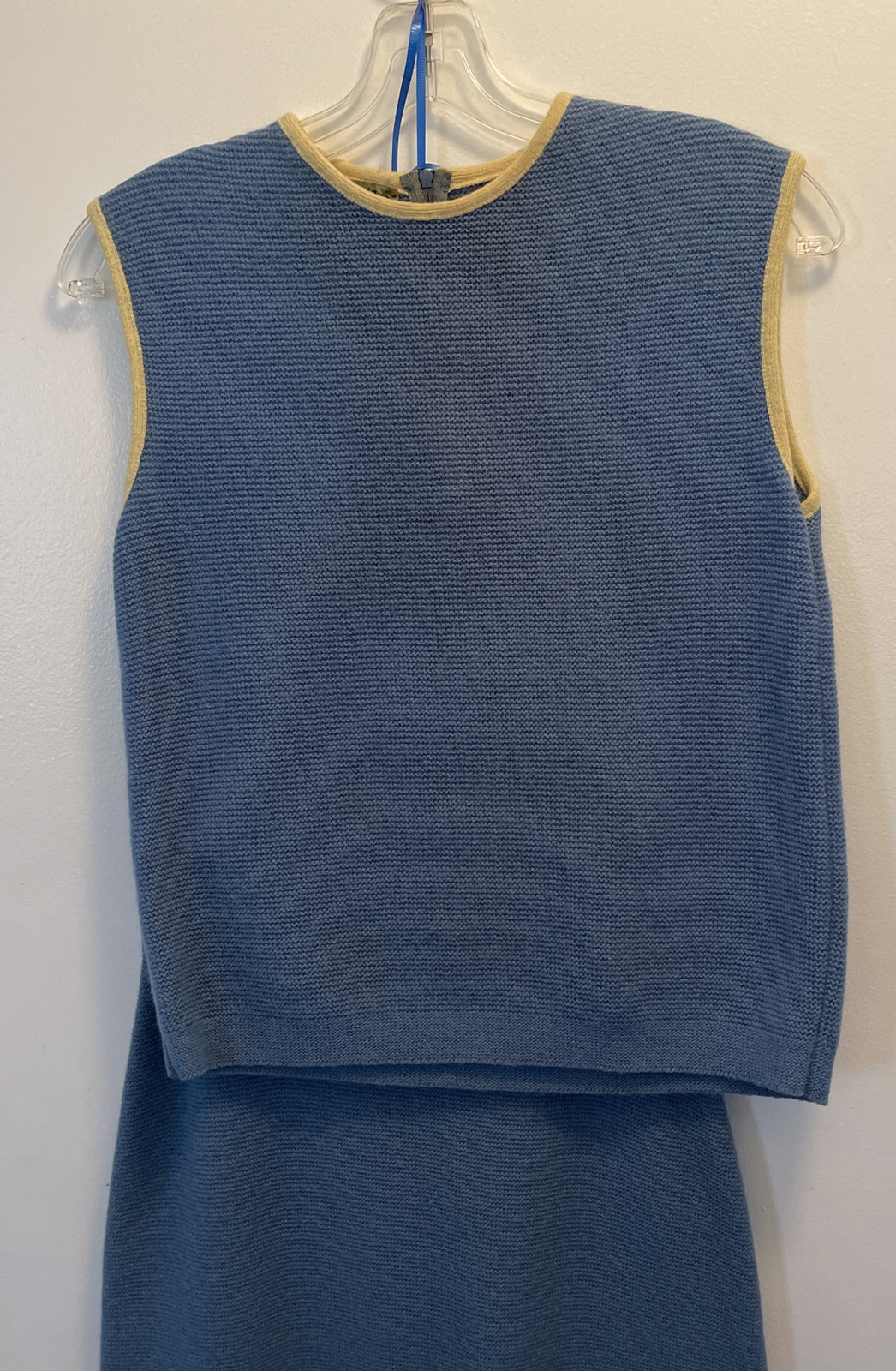 Vintage 1950s LOFTIES Baby Blue Sweater Top& Skirt SET Mid Century Retro Fashion
