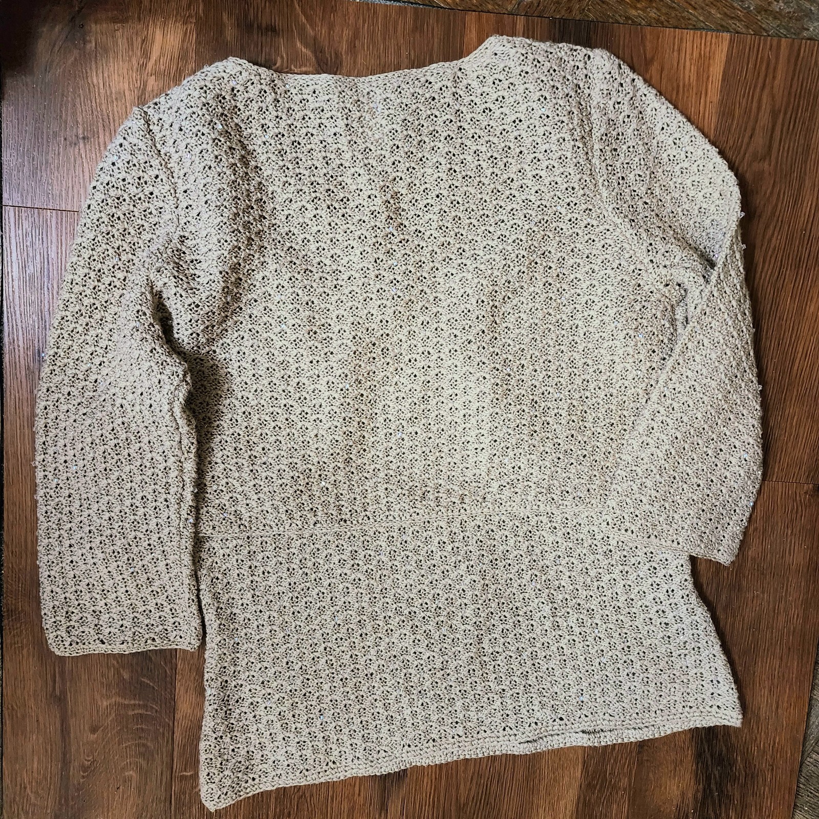VTG Hand Knit Crochet Bolero Crop Cardigan Jacket /Tank Camisole Set W/beads~PXS