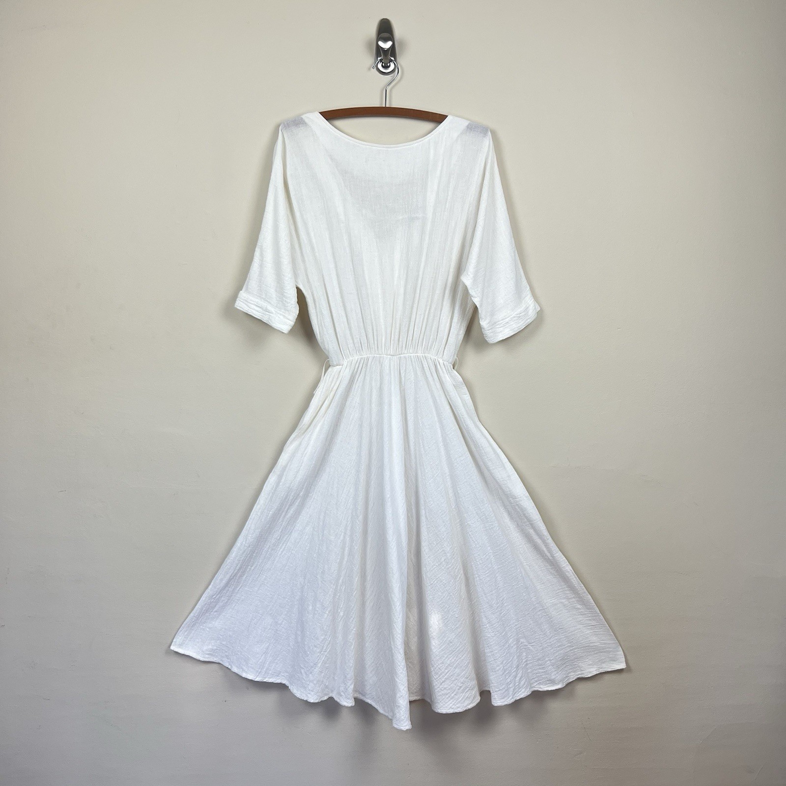 Vtg 70s Cotton Gauze Dress Fairy Bohemian Grecian Cotton dolman Sleeve goddess