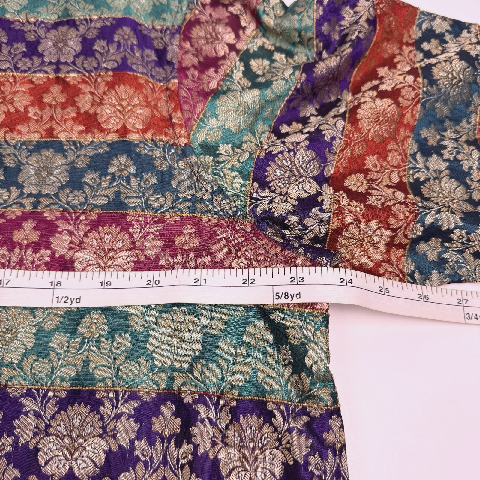 Vtg Silk Brocade Jacket Asian Inspired Frog Buttons Mandarin Collar Sz XL Purple