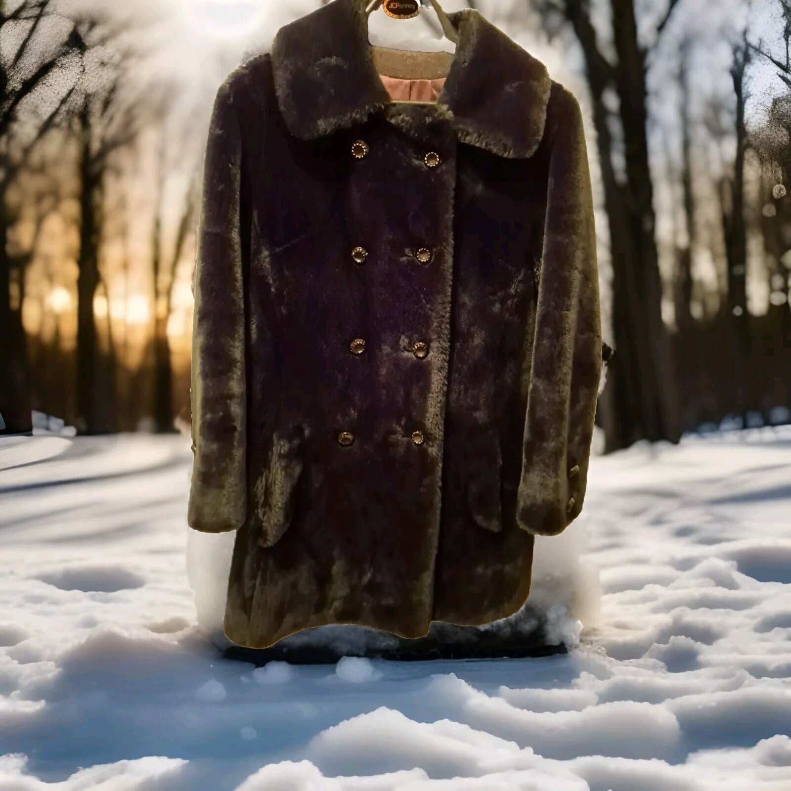 Vtg Borgana Black Faux Fur Coat Sz S Lined Russel Taylor Union Made USA READ