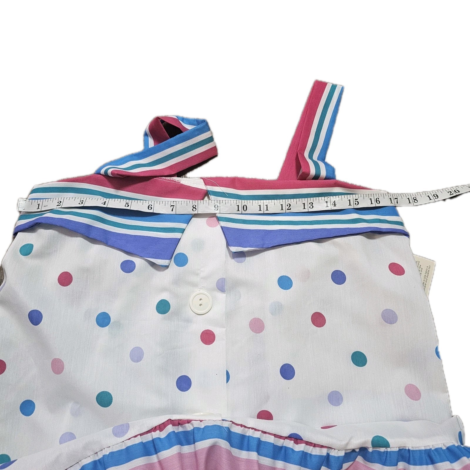 VTG 1980’s Its A Charm Deadstock Multi Color Polka Dot/Stripe Dress Whimsy Sz L