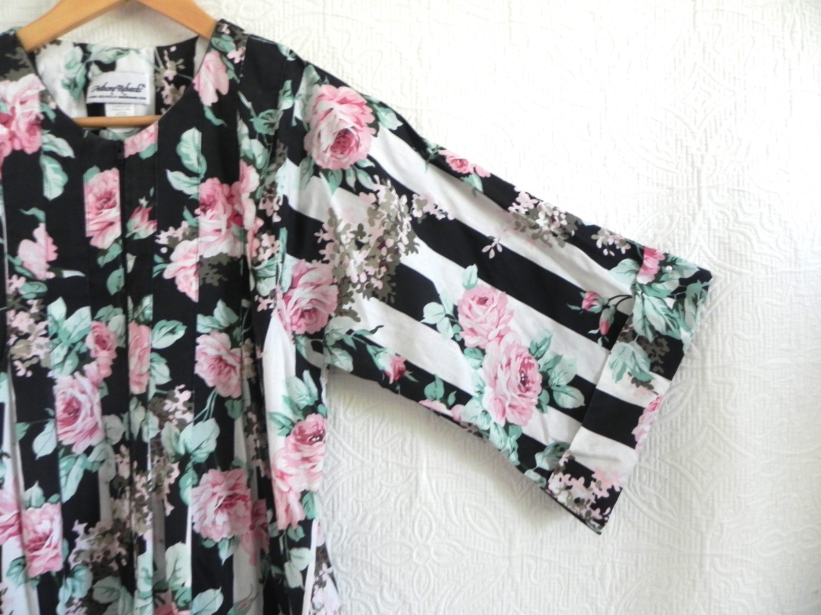 Anthony Richards House Coat/Dress/Coverup 1/2 Zip 3/4 Sleeve Relaxed Size T/S