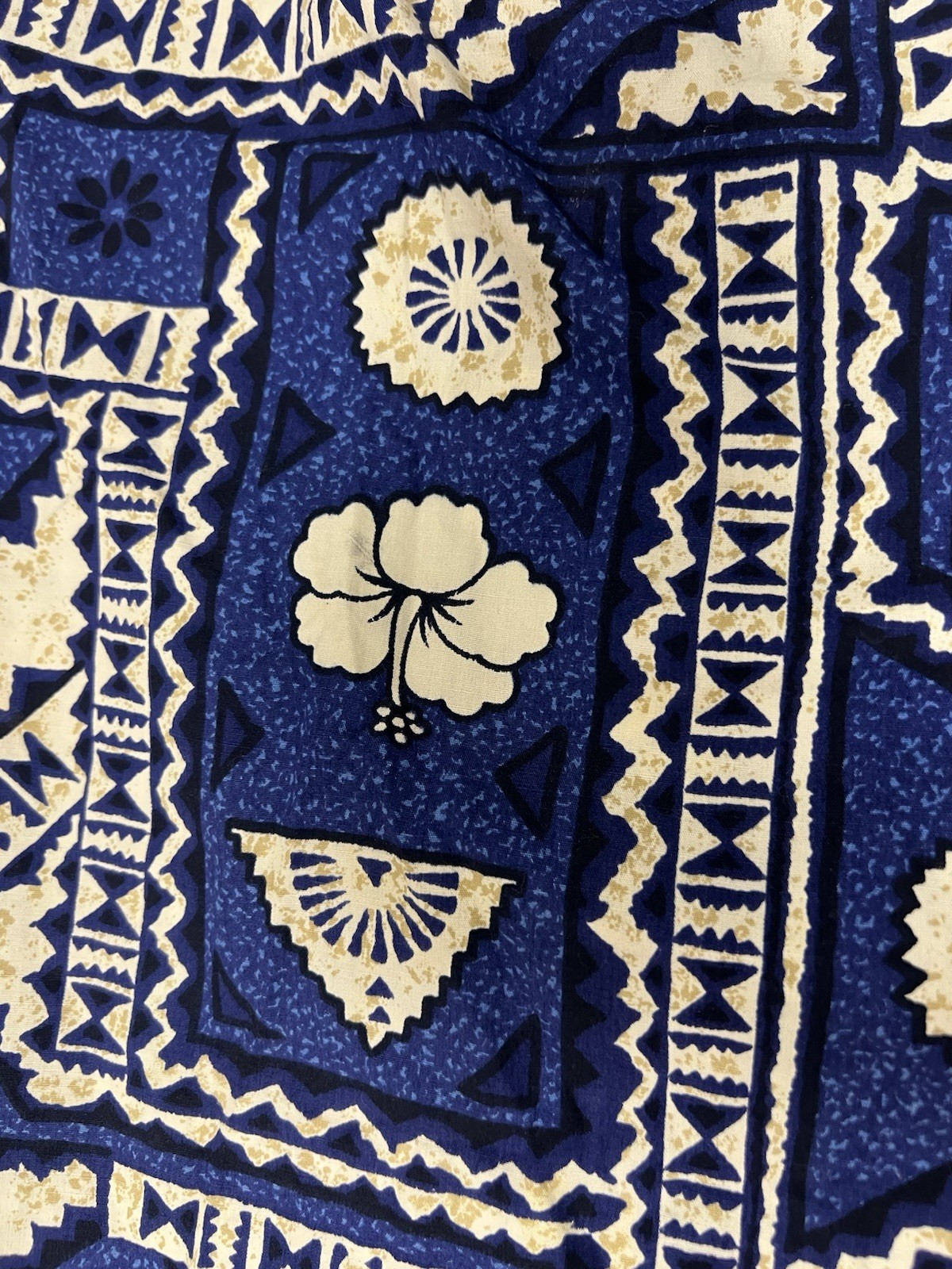 vintage ui-maikai dress hawaiian mumu XL blue Rn 26300 100% Cotton