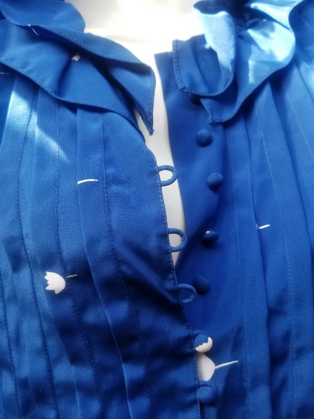 FLORA KUNG Designer 80s vintage royal blue/ white floral printed dress Size 14