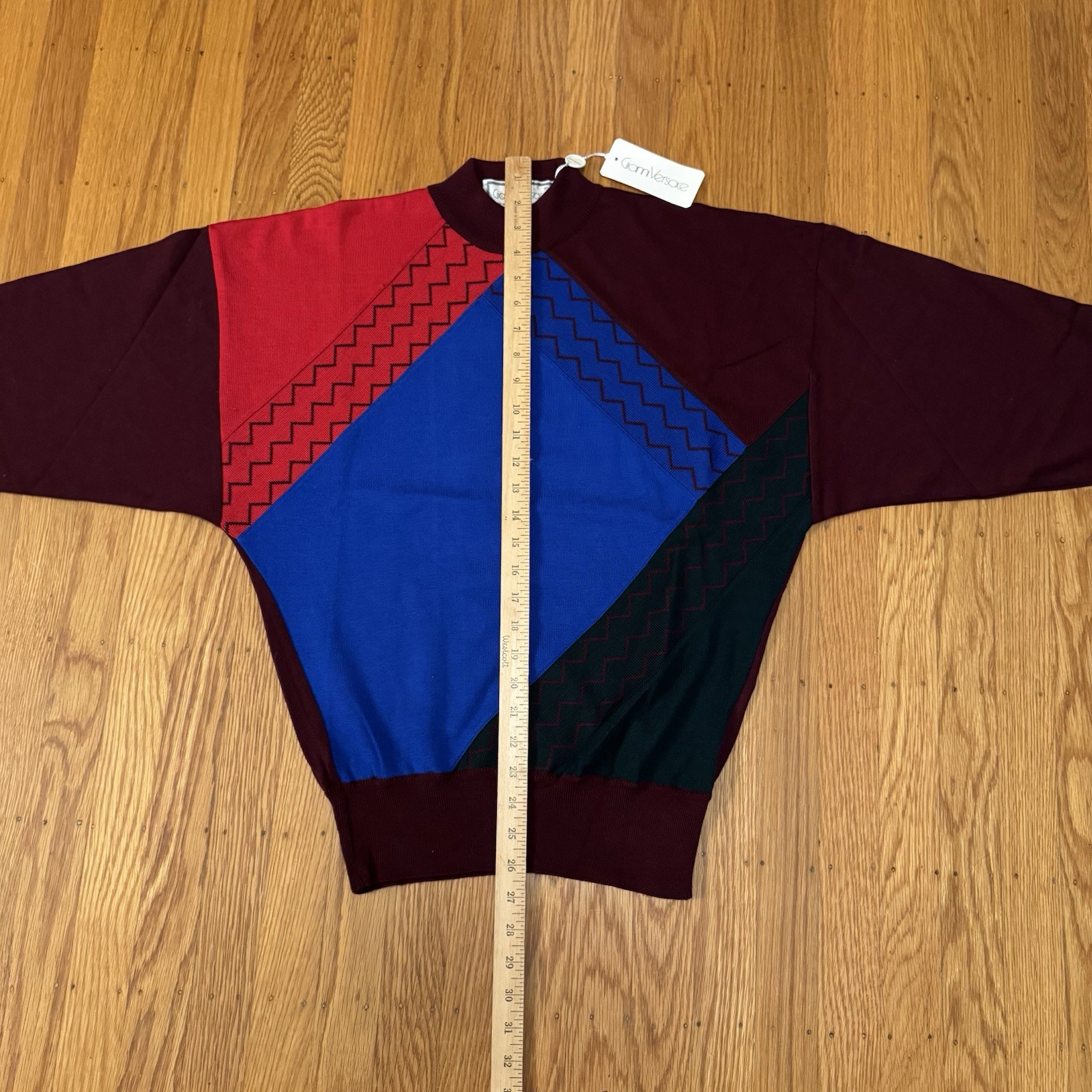 Vintage 80s NWT Gianni Versace Deadstock Colorful Wool Sweater IT 44 Sz M