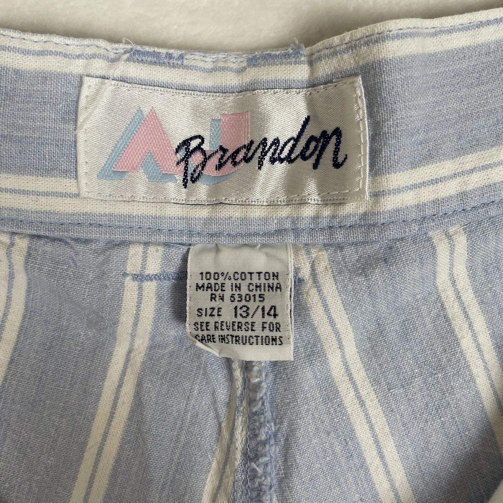 AJ Brandon 80’s Pleated Shorts(13/14) and Shirt(L) Vintage Set Blue and White