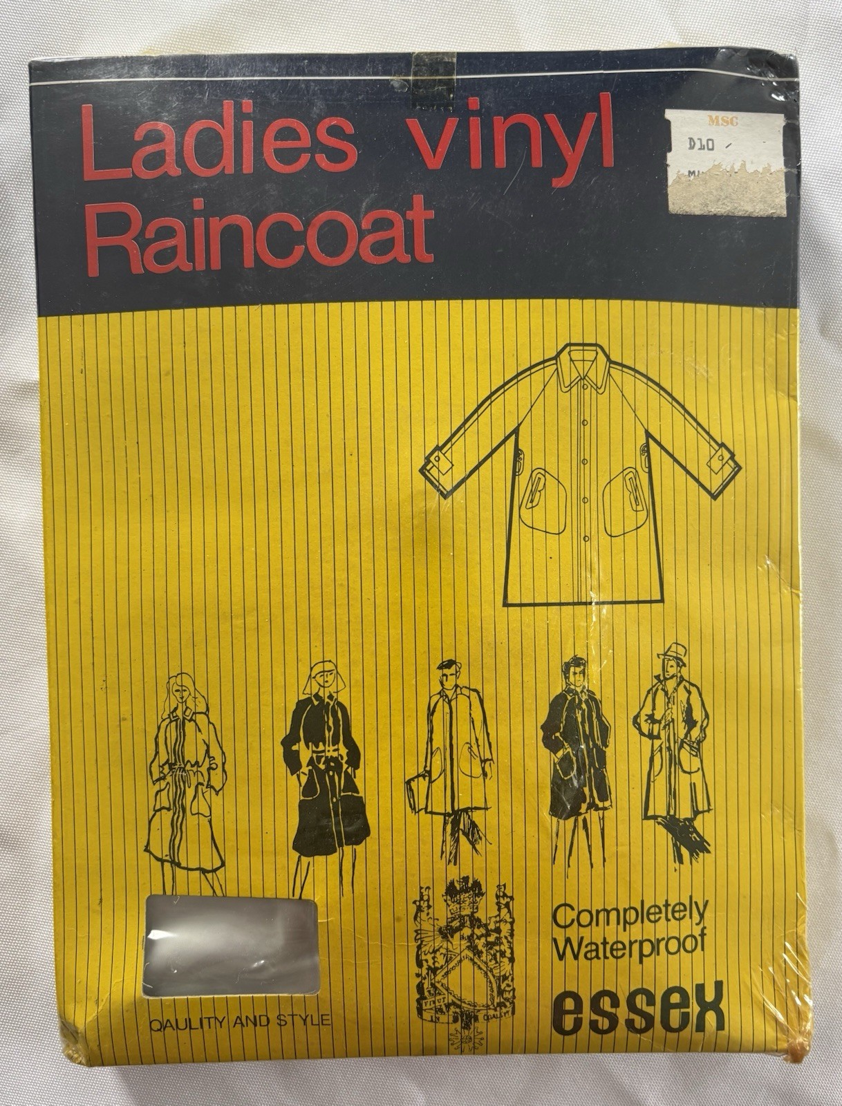 Vintage Ladies Clear Vinyl Raincoat Essex, Size Large NOS