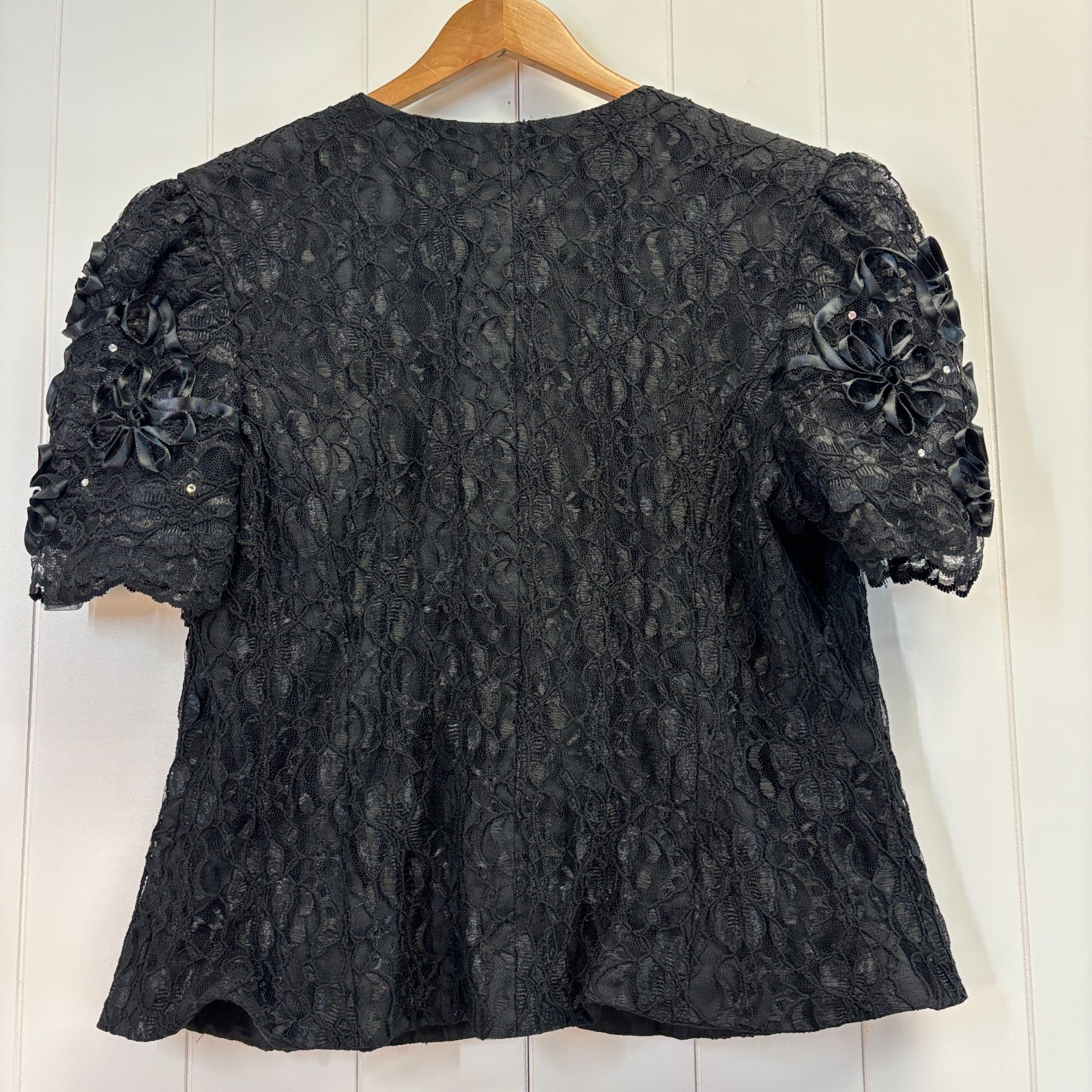VTG Leslie Fay Evenings Womens Old Hollywood Glam Lace Pearl Top Size 18 Bling