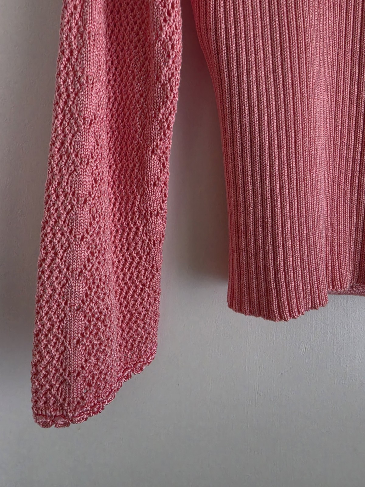 Vintage Fia Italia Handloomed Pink Long Sleeve Wrap Style Sweater Size Medium