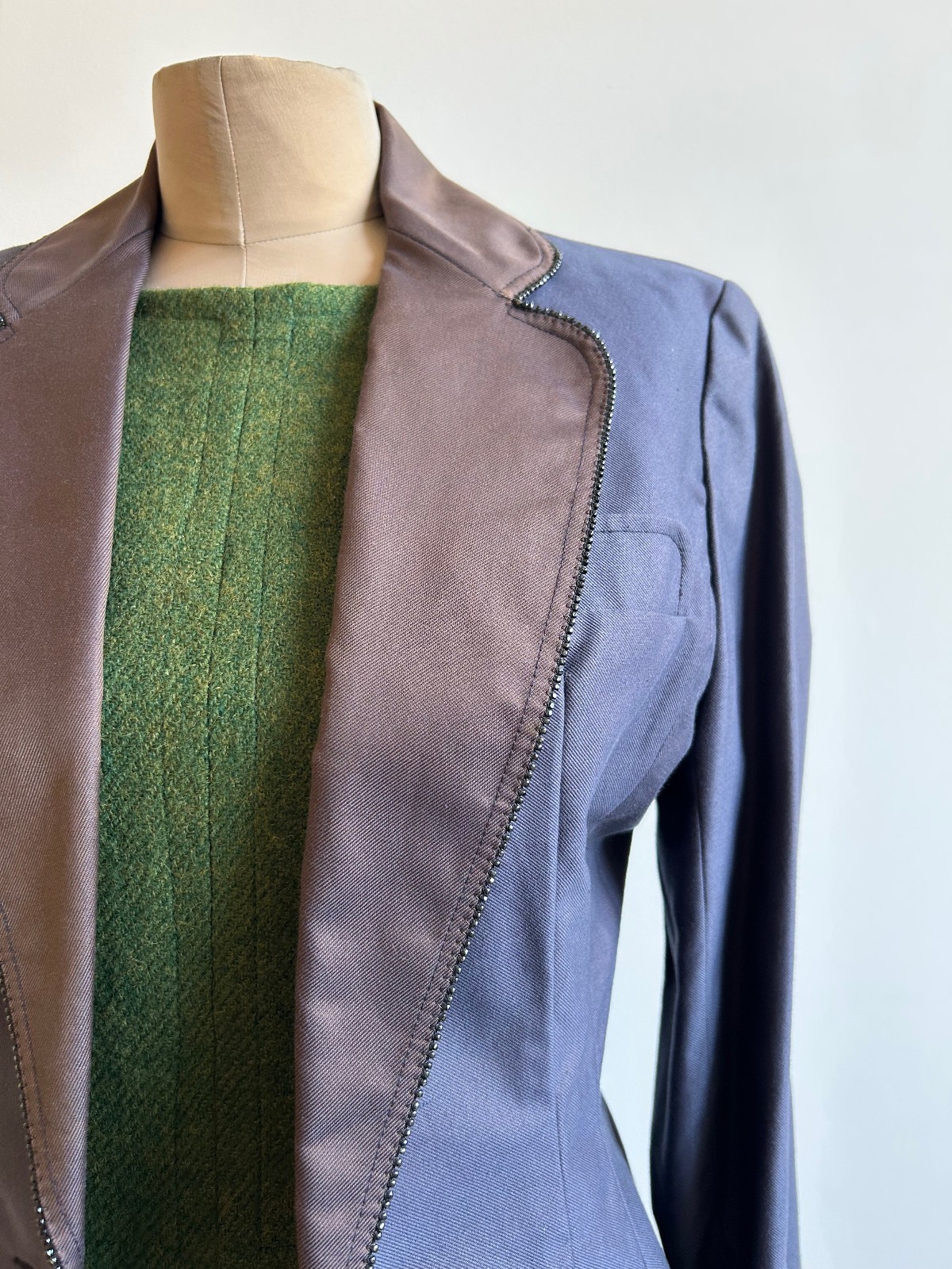 1950s Vintage Purple Twill Studded Trim Tailored Jacket Maisel Era sz S 6 8 50s