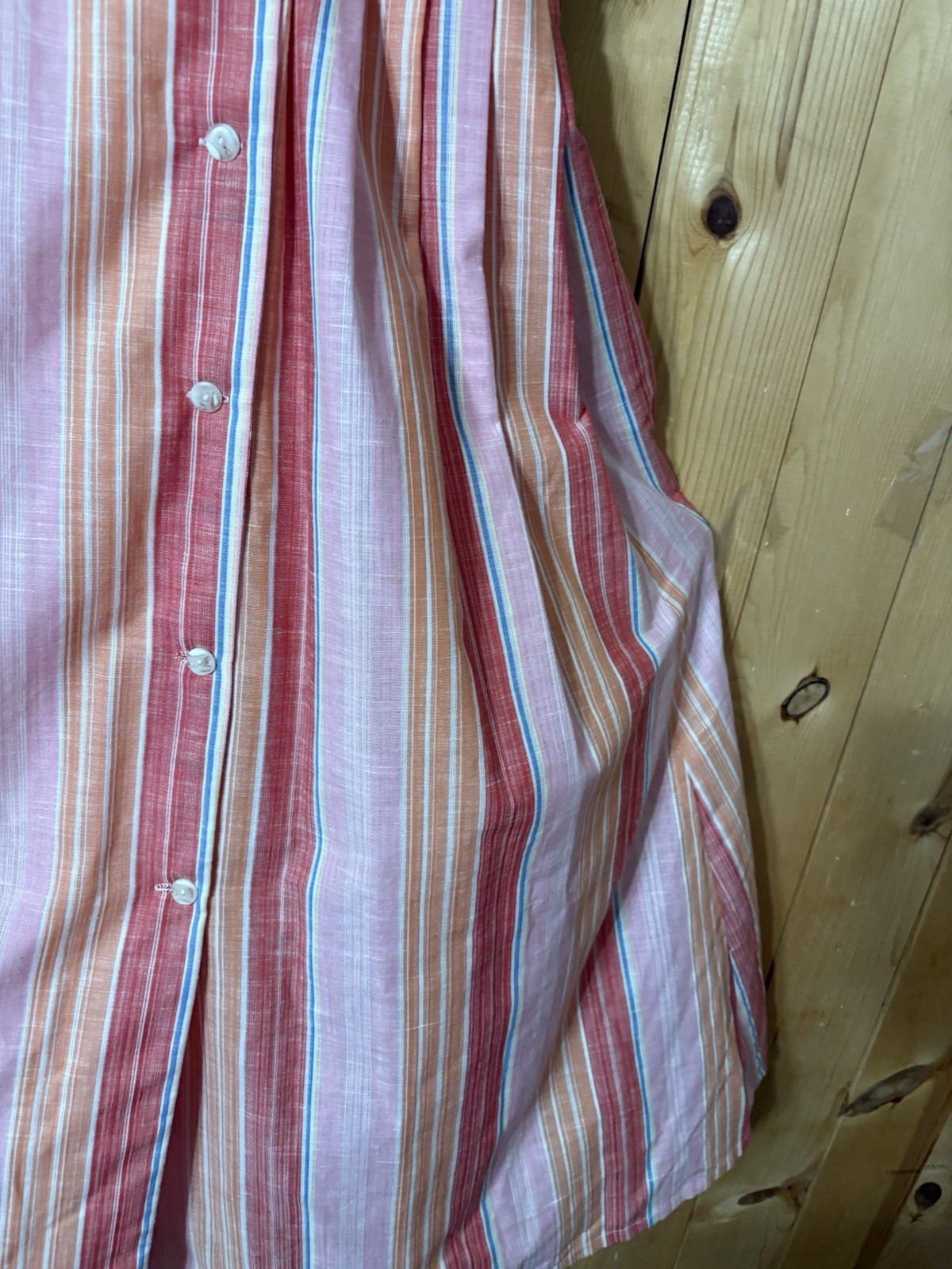 VTG Gianfranco Firenze Women’s Sz S Collared 50s Style Striped Maxi Dress Pink