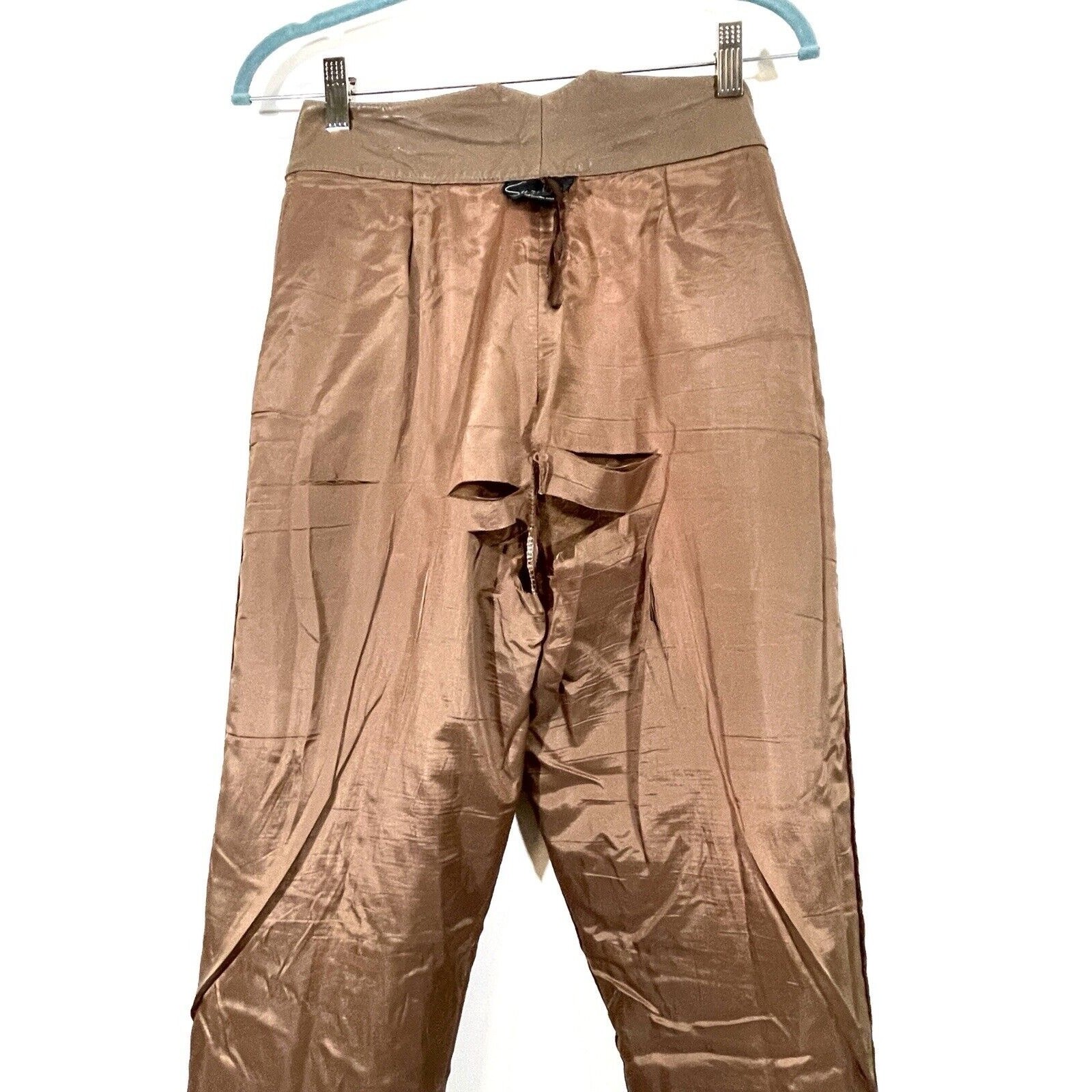 Vintage Suzelle Women’s Leather Pants Tan High Rise Pockets Lined Size 8