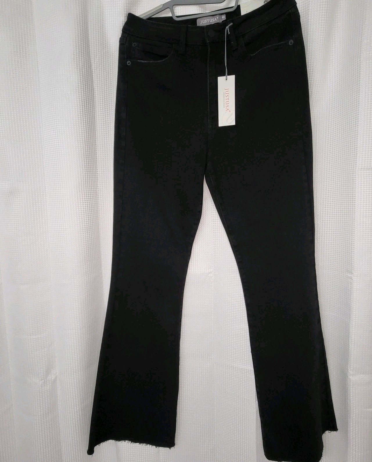 JUST USA Vintage 90s Style Y2K Denim Skinny Flare Jeans Mid Rise Washed Black 10