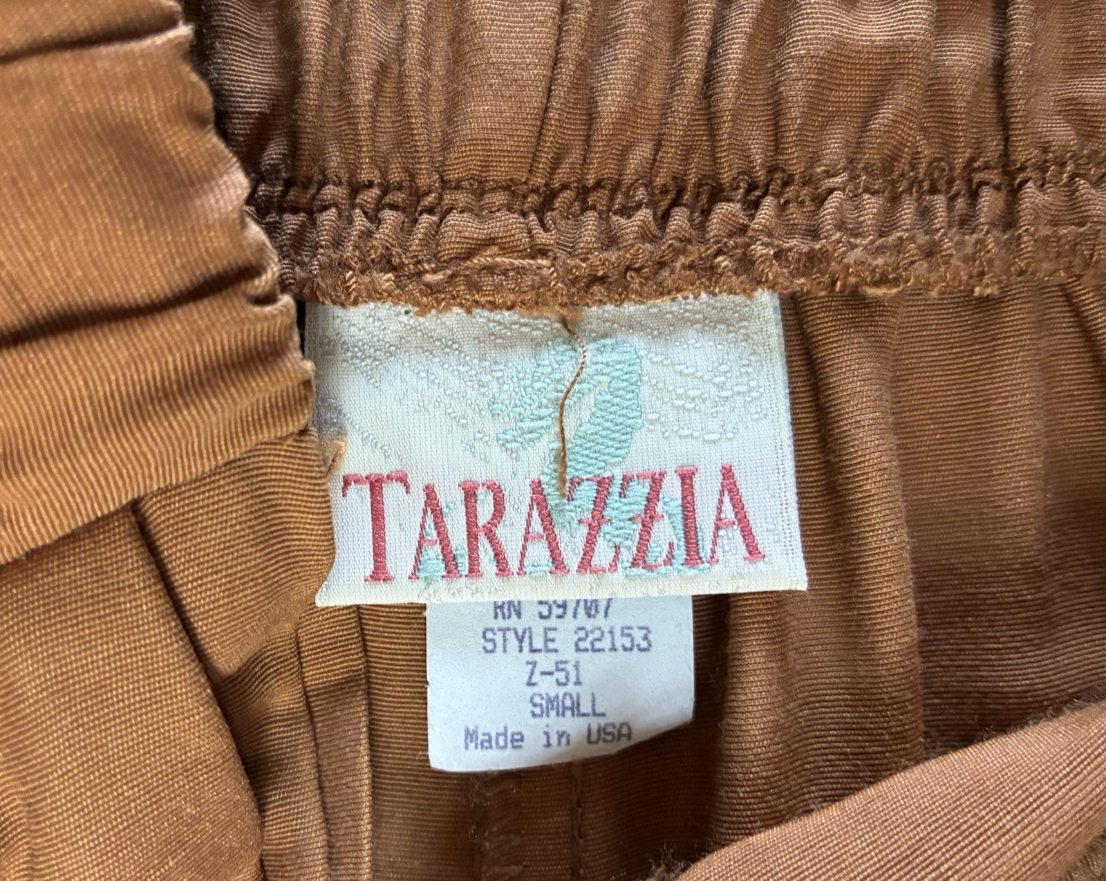Vintage 90s Tarazzia Brown Pleated High Waisted Tapered Rayon Pants size S