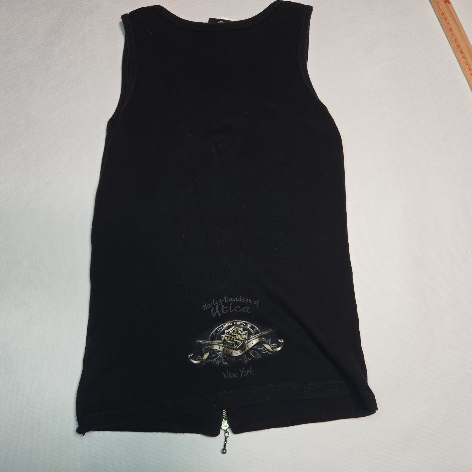 VTG Harley Davidson Motorcycles Full Zip Large Tank Top Womens Utica New York