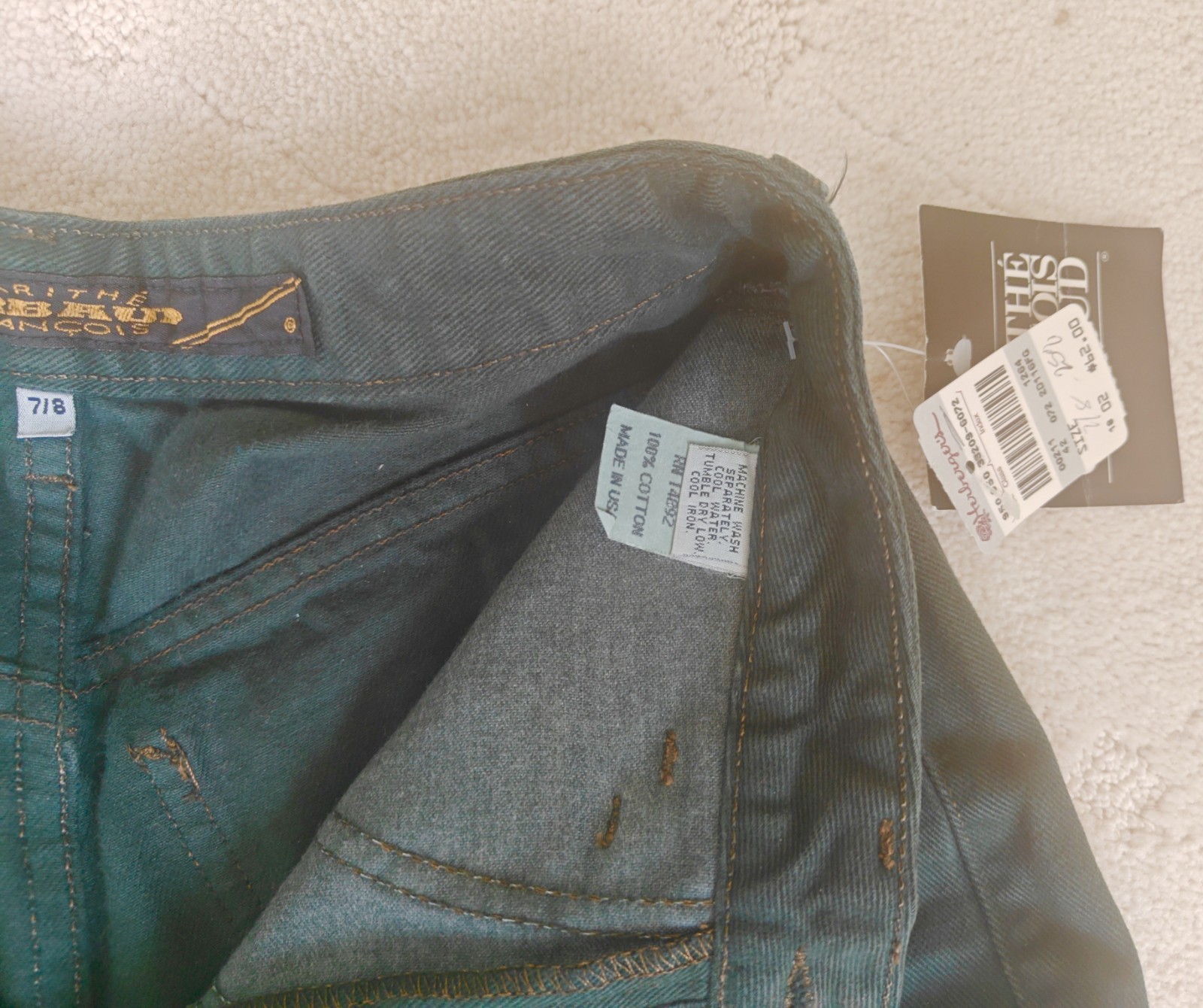 NEW TAGS MARITHE FRANCOIS GIRBAUD PINE GREEN VTG 1990s 7/8 Skinny Cowboy Jeans