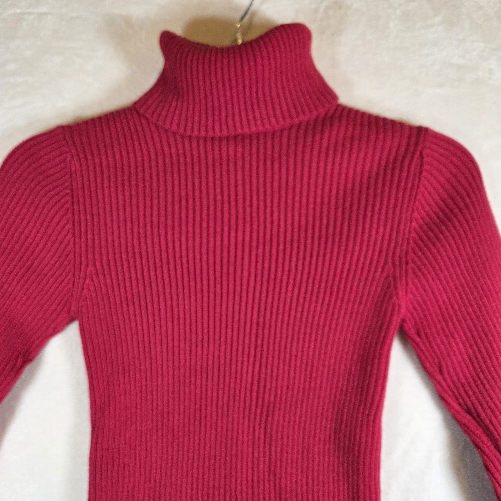 Vintage Q&A Red Turtleneck Ribbed Sweater Small 100% Cotton Slim Fit Classic 90s