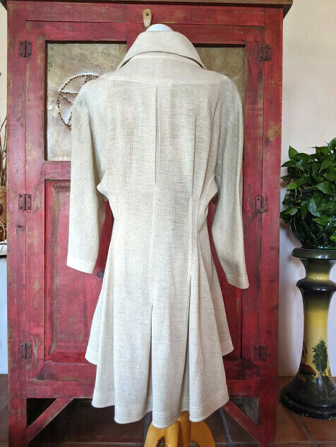Vintage Henri Bendel Knit Coat JINABE PARIS Unique Beige Sz 40 6 8 1980s France
