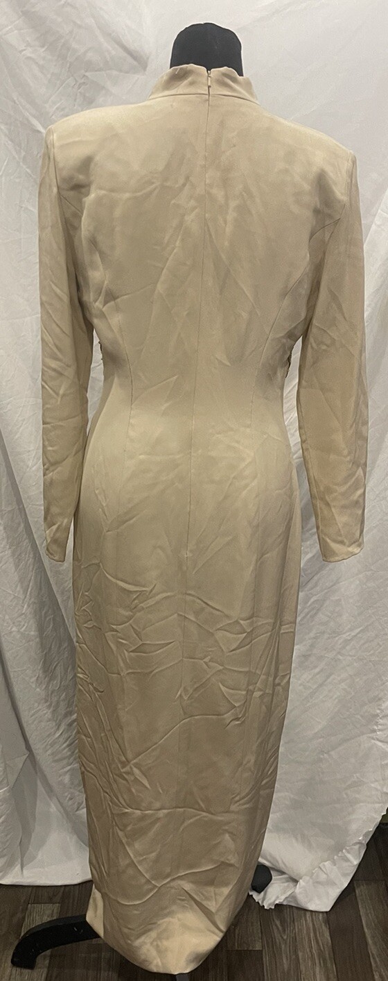Vintage Niteline by Della Roufogali Gold Sequined Beaded Long 80s Dress Silk 10