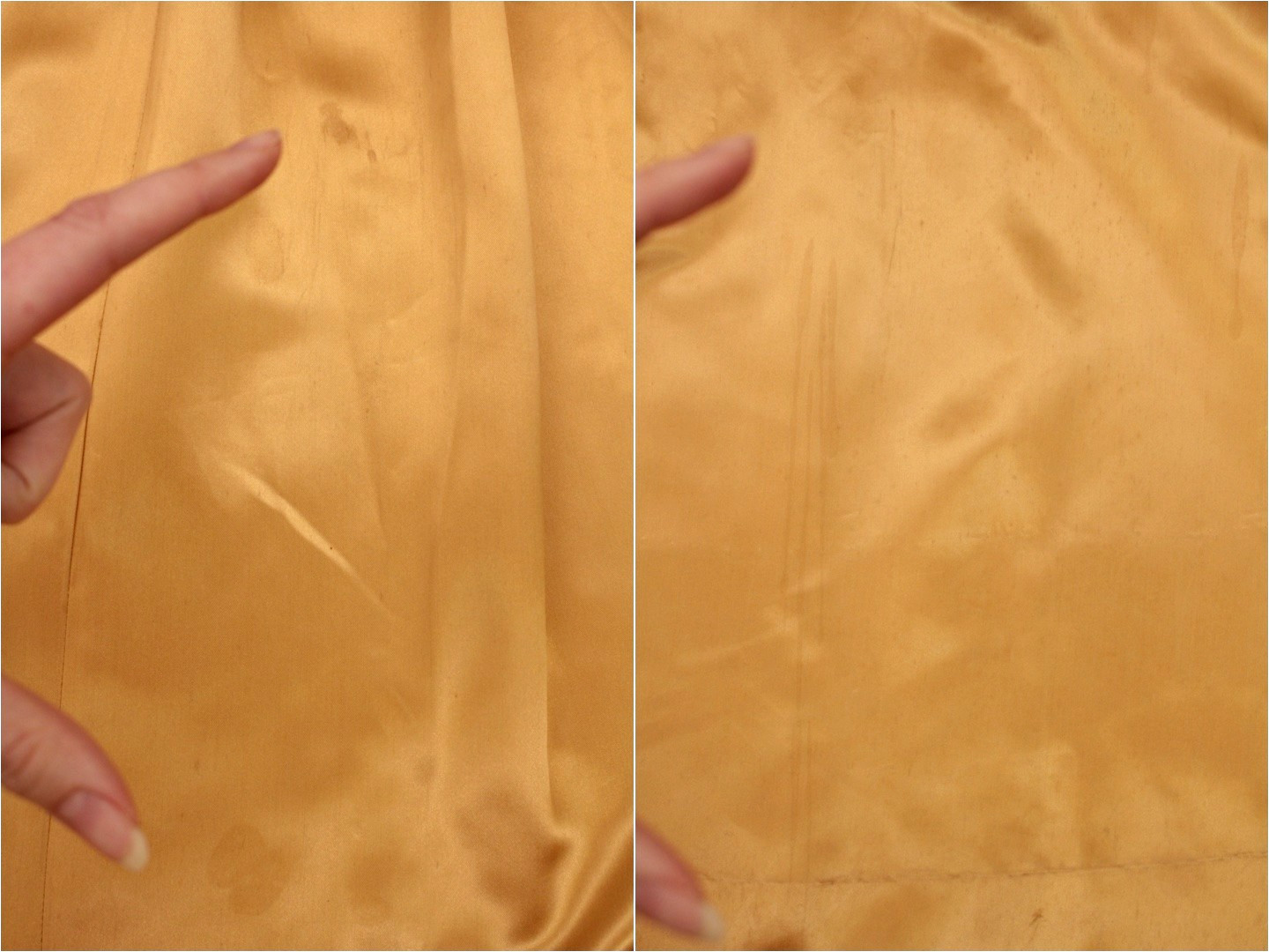 Vtg Women’s 40s Yellow Gold Formal Satin Gown Sz XS/S 1940s Party Prom Dress