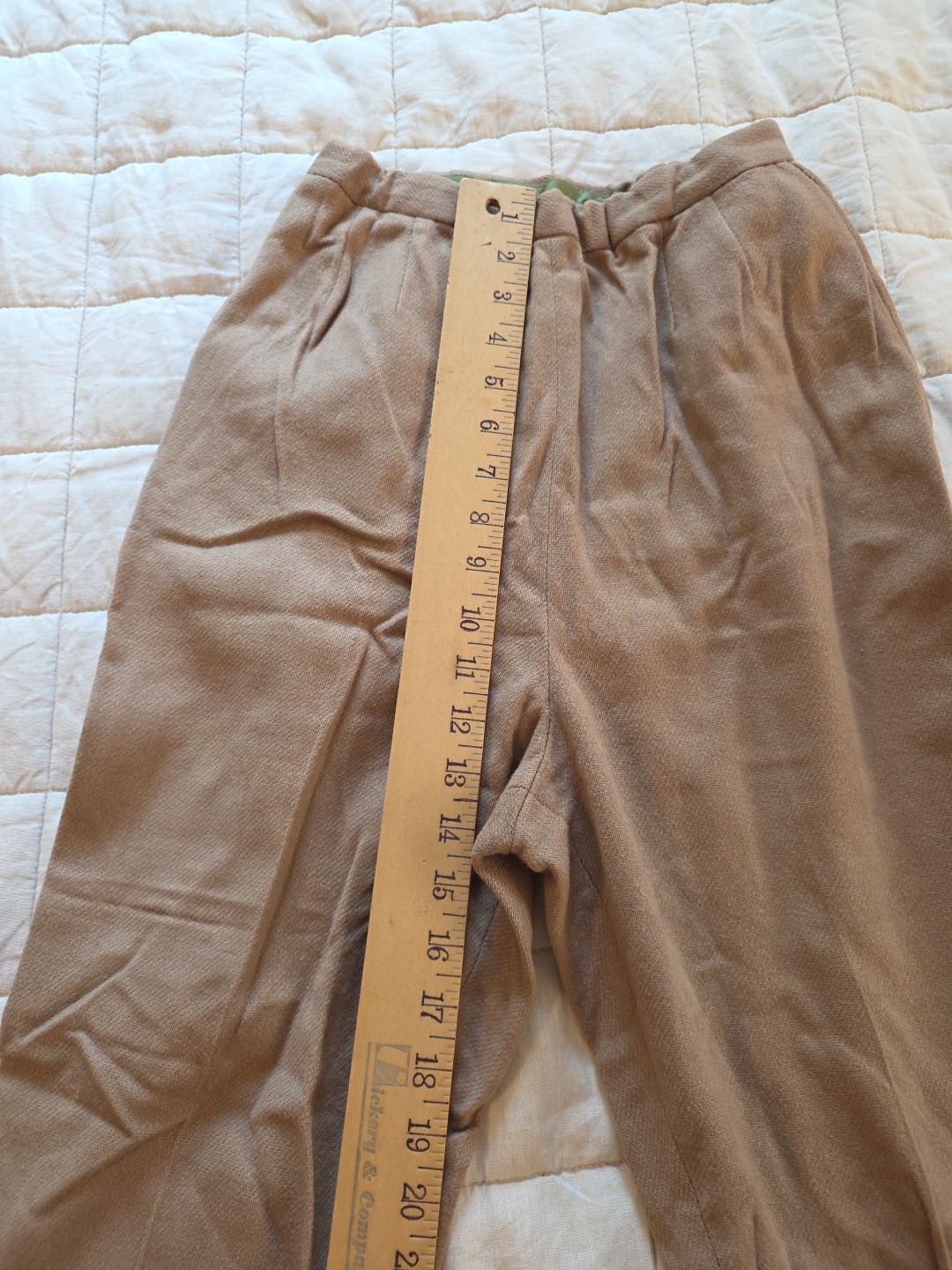 60s Carol Brent Womens Trousers Capris Pants vintage 60’s high waist Tan 24”