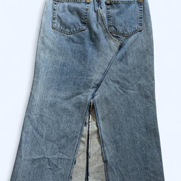 Assymetric Recycled Arizona Jeans Wrap Maxi Denim Skirt Back Slit Grunge