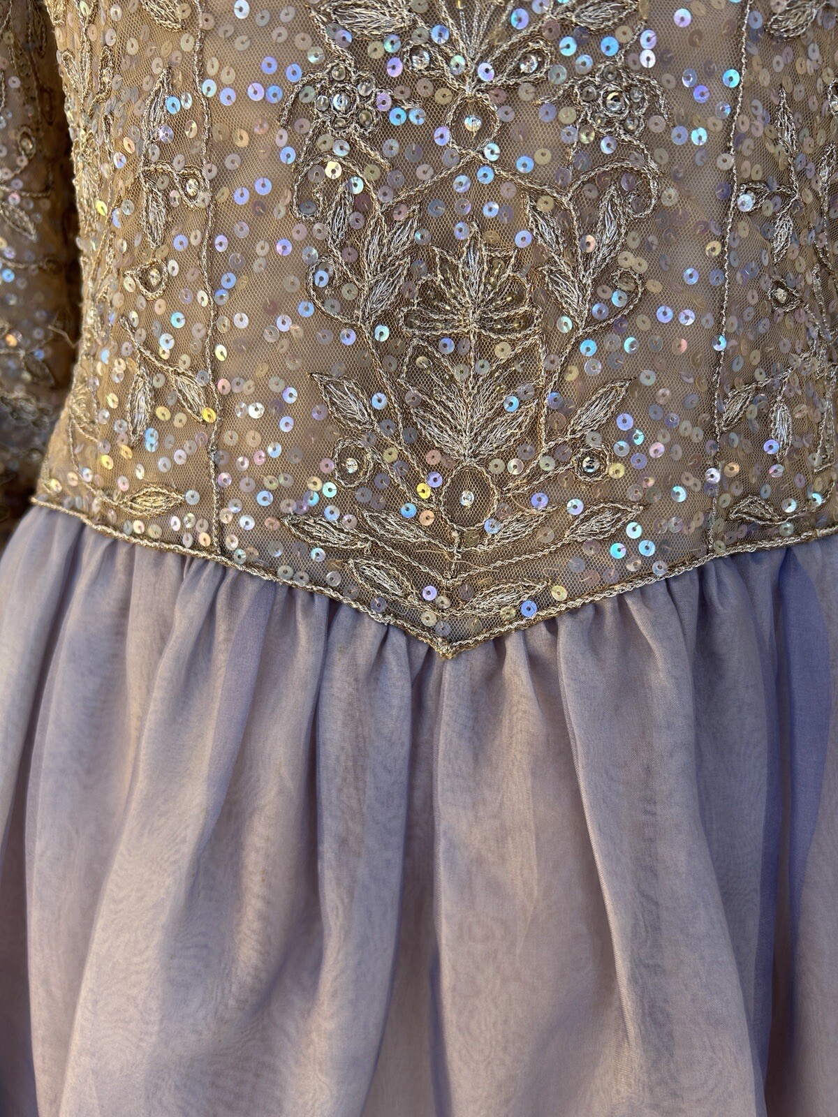 Vintage Mary McFadden Couture Dress Beaded Watercolor Mother Of The Bride Sz 12