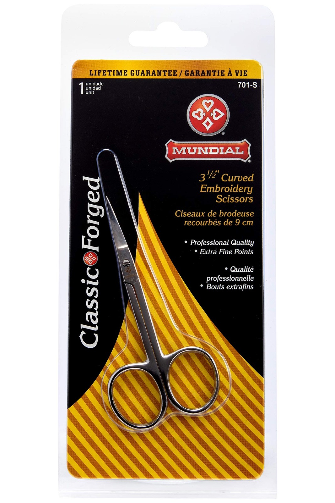 Mundial 701-S 3 1/2″ Curved Embroidery Scissors Extra Fine Points