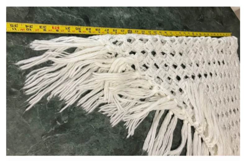 Vintage Hand Made Boho Open Weave Crochet Fringed Shawl Wrap Kimono Oversized