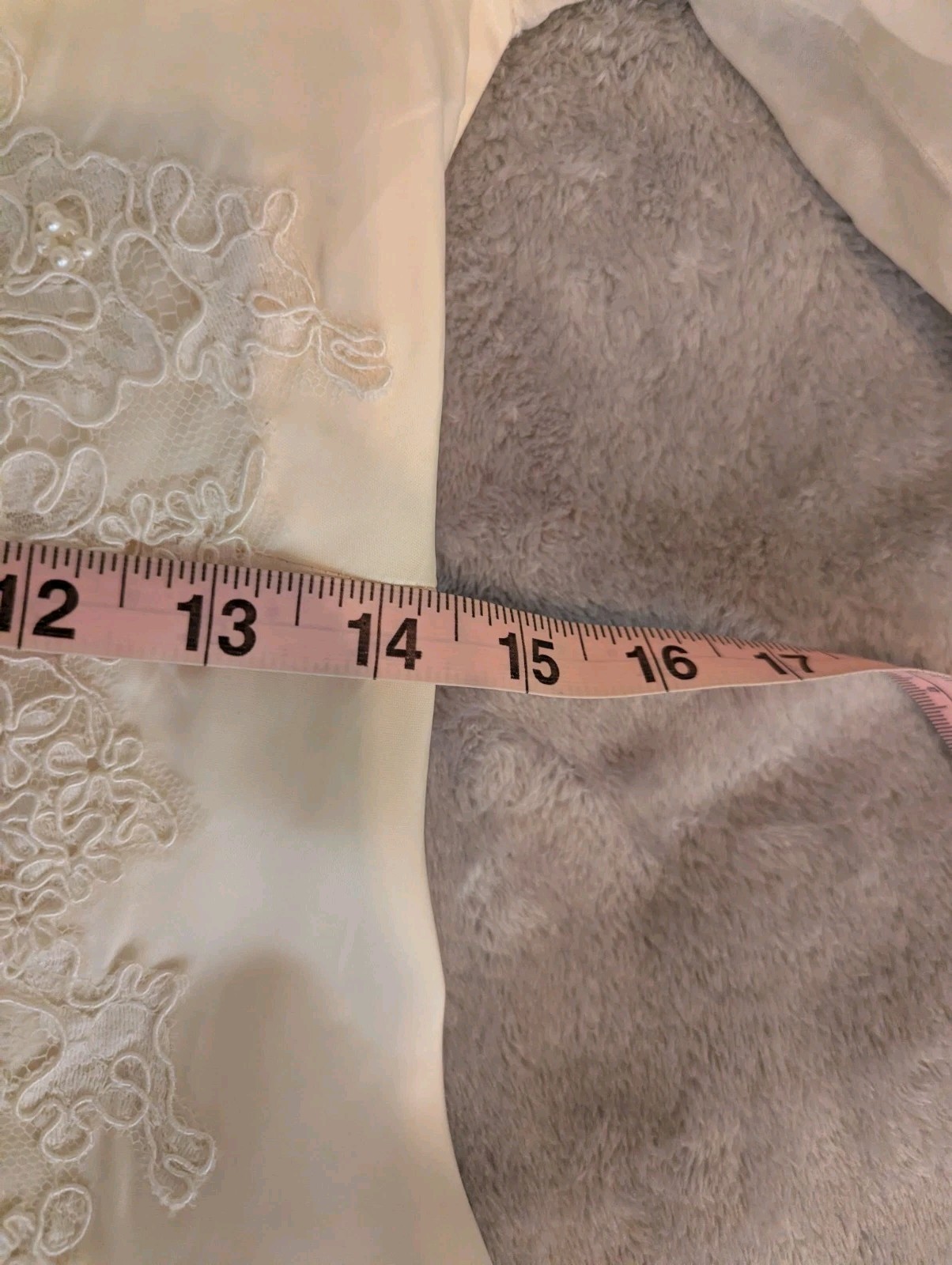 Vintage 1960s Fink Original Ivory Wedding Dress Satin Applique Lace Pearl