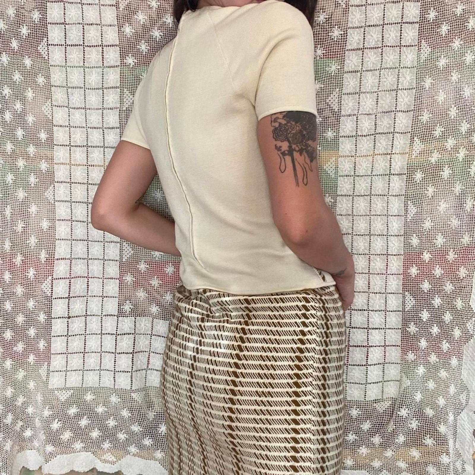 1960s Cadillac Italian wool cream and olive colored wool blend 3 piece set