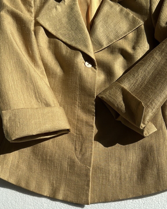 Isabel De Pedro Mr. Cat Gold Linen Viscose Blend Lined Blazer Jacket Women’s 6