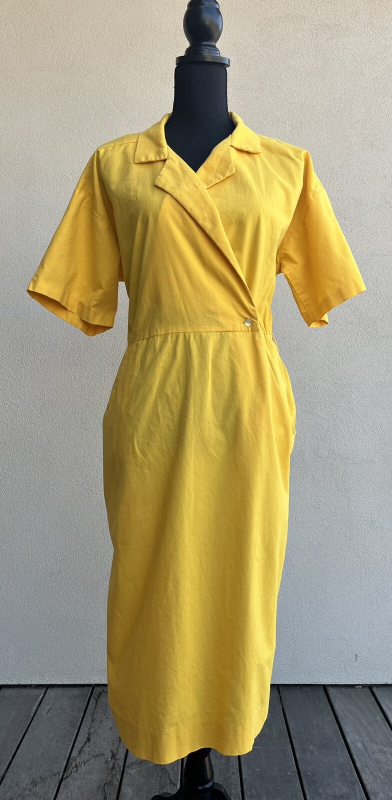Vtg 70s Vicky Vaughn Cotton Mustard Midi Wrap Dress – ILGWU Union Made Size M/L