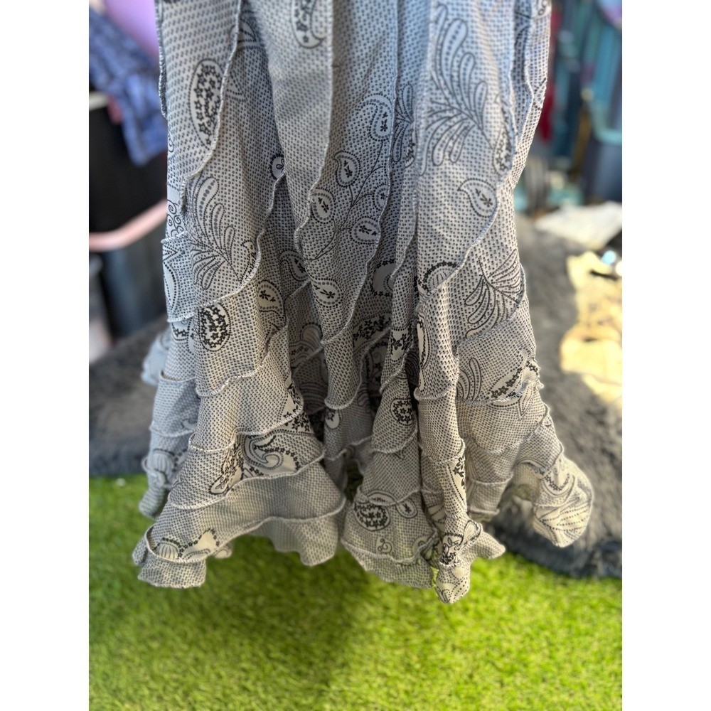 Mixed Noveau Tiered Ruffle Paisley Skirt flowy Fairy Goth Small