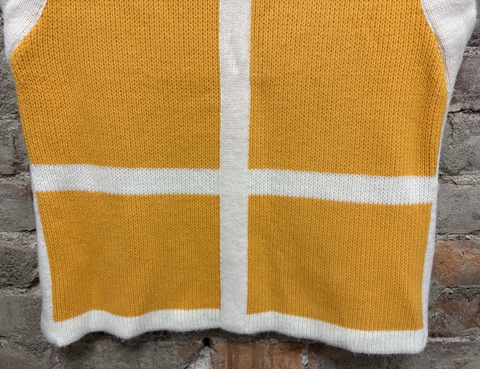 Vintage Bobbie Brooks Sweater Vest Yellow White Block Pattern Women’s Size S / M