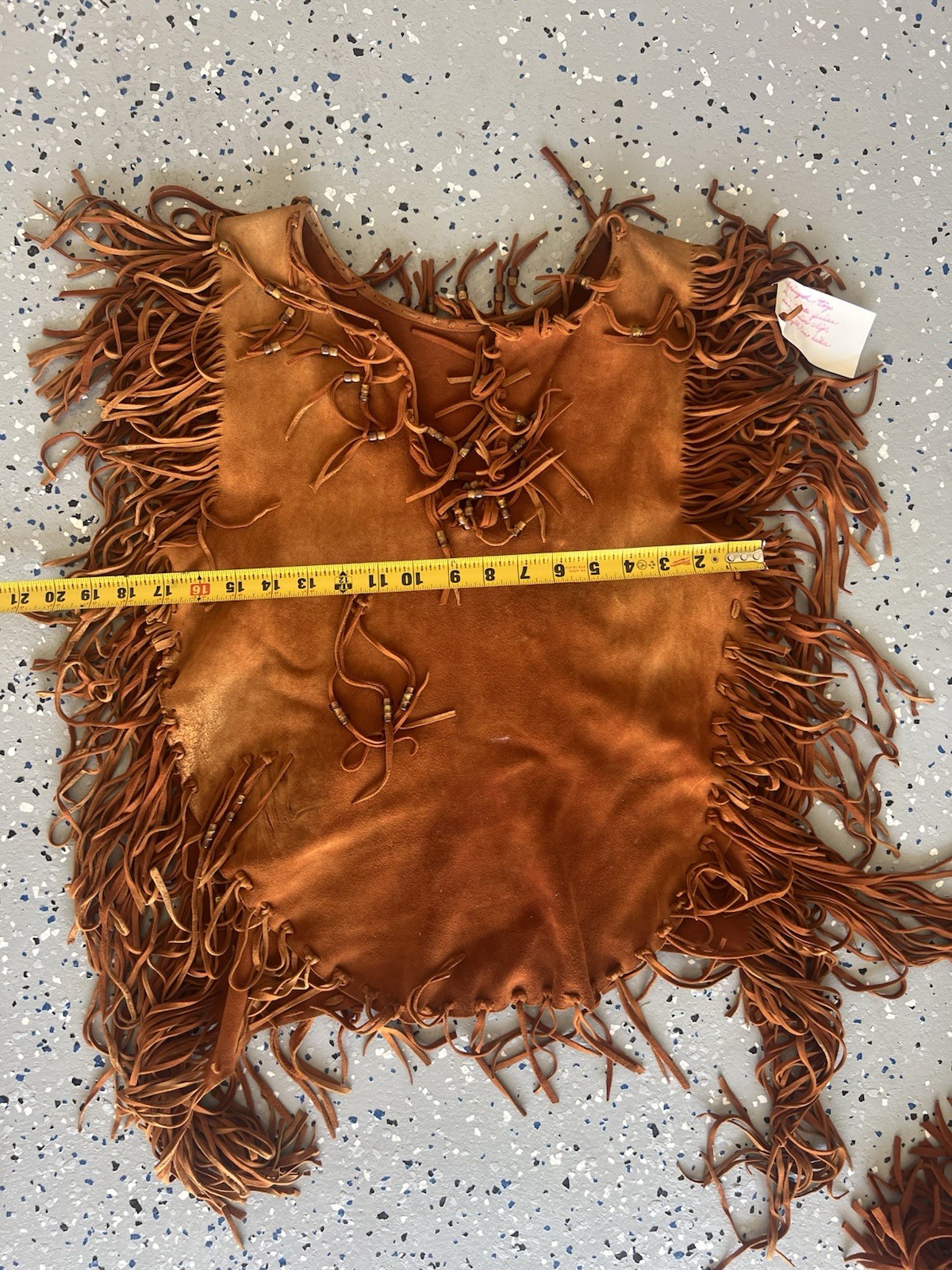 Vtg Fringed Top Leather With Neck Piece And Hair Clip Split Cow Hide