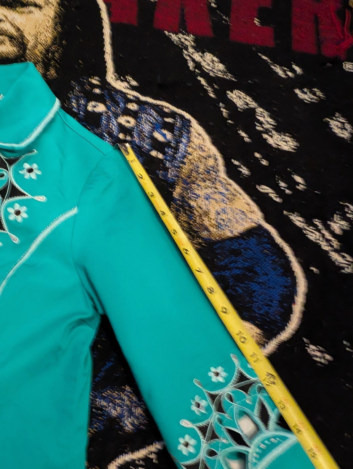 Vtg 90s Sz XS Jacket Coat Bob Mackie Wearable Art Western Turquoise