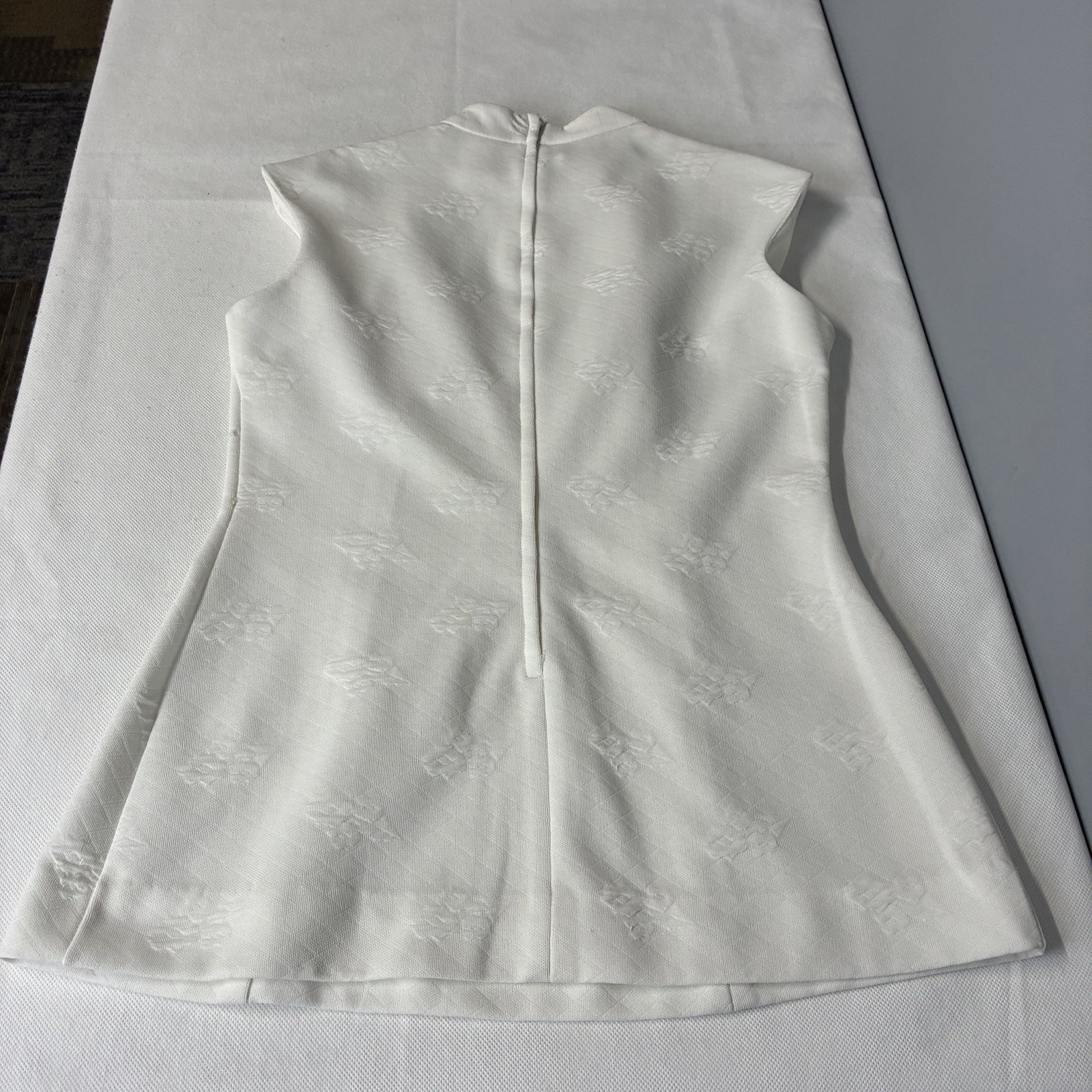 Vtg 60s 70s Bleeker Street Women Pant Set Sz 16 M/L White Textured Wide Leg Mod
