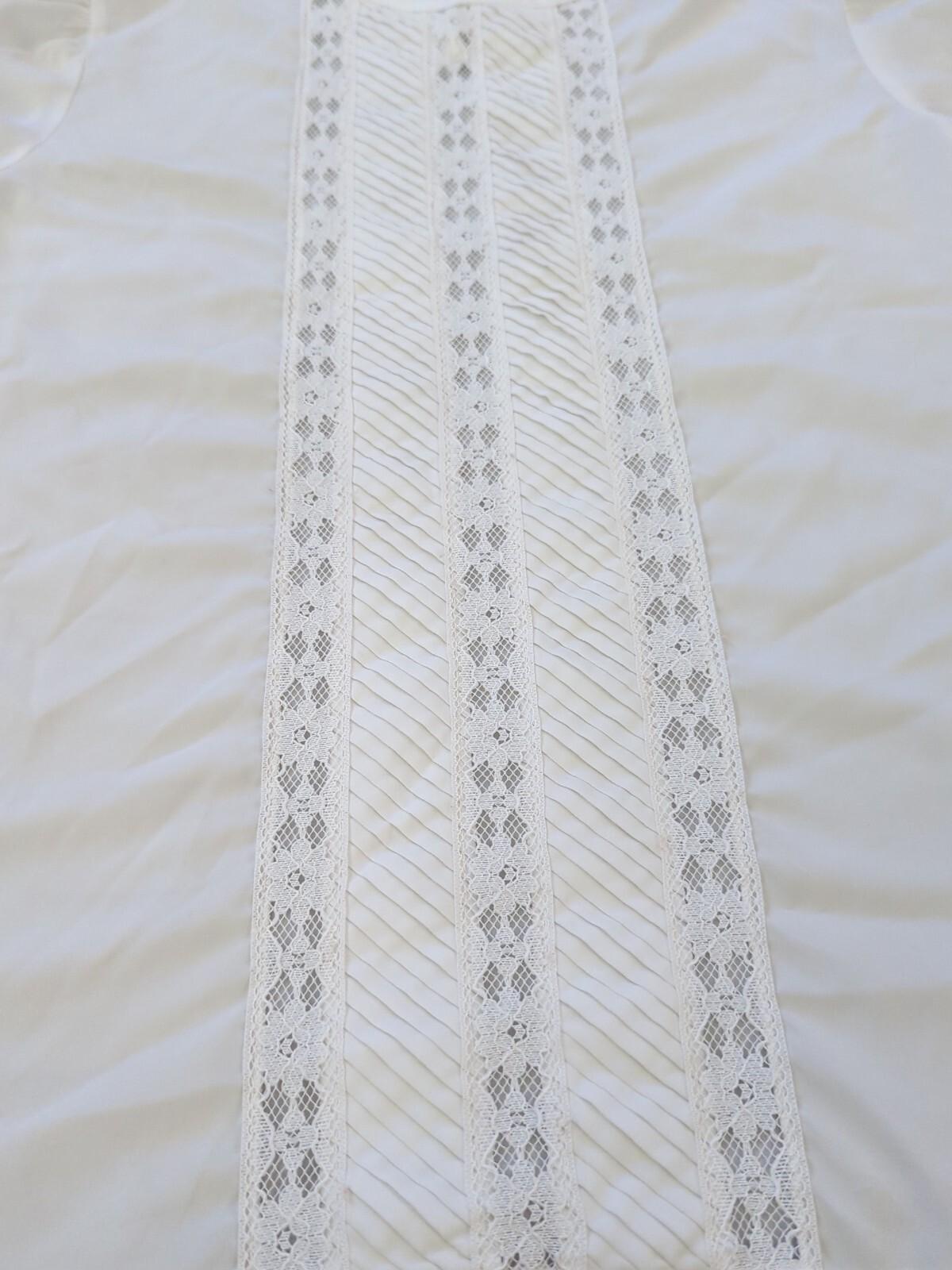 Vintage Arabella Blake Wide Ivory Lace Blouse Puff Sleeves Medium Pearl Buttons