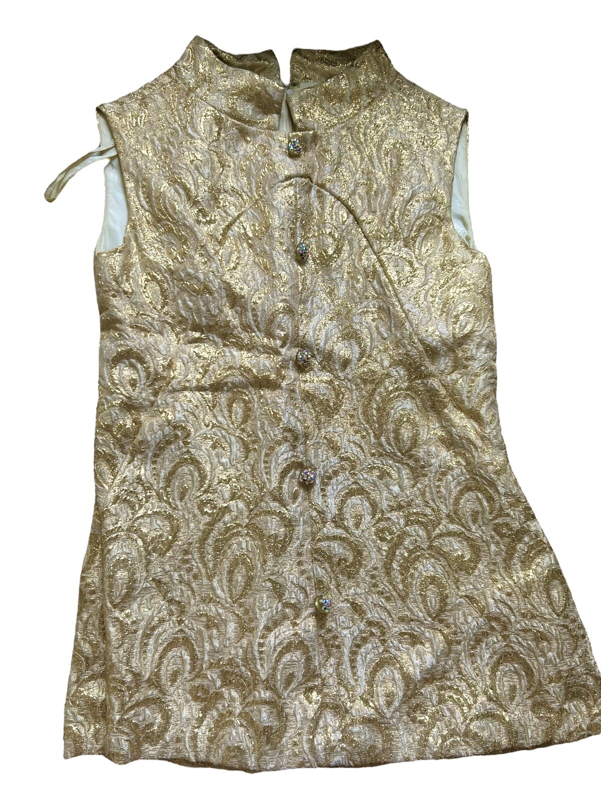 Vtg 60s Metallic Gold Brocade Tunic & Pants Outfit Set ELLI Europe Craft