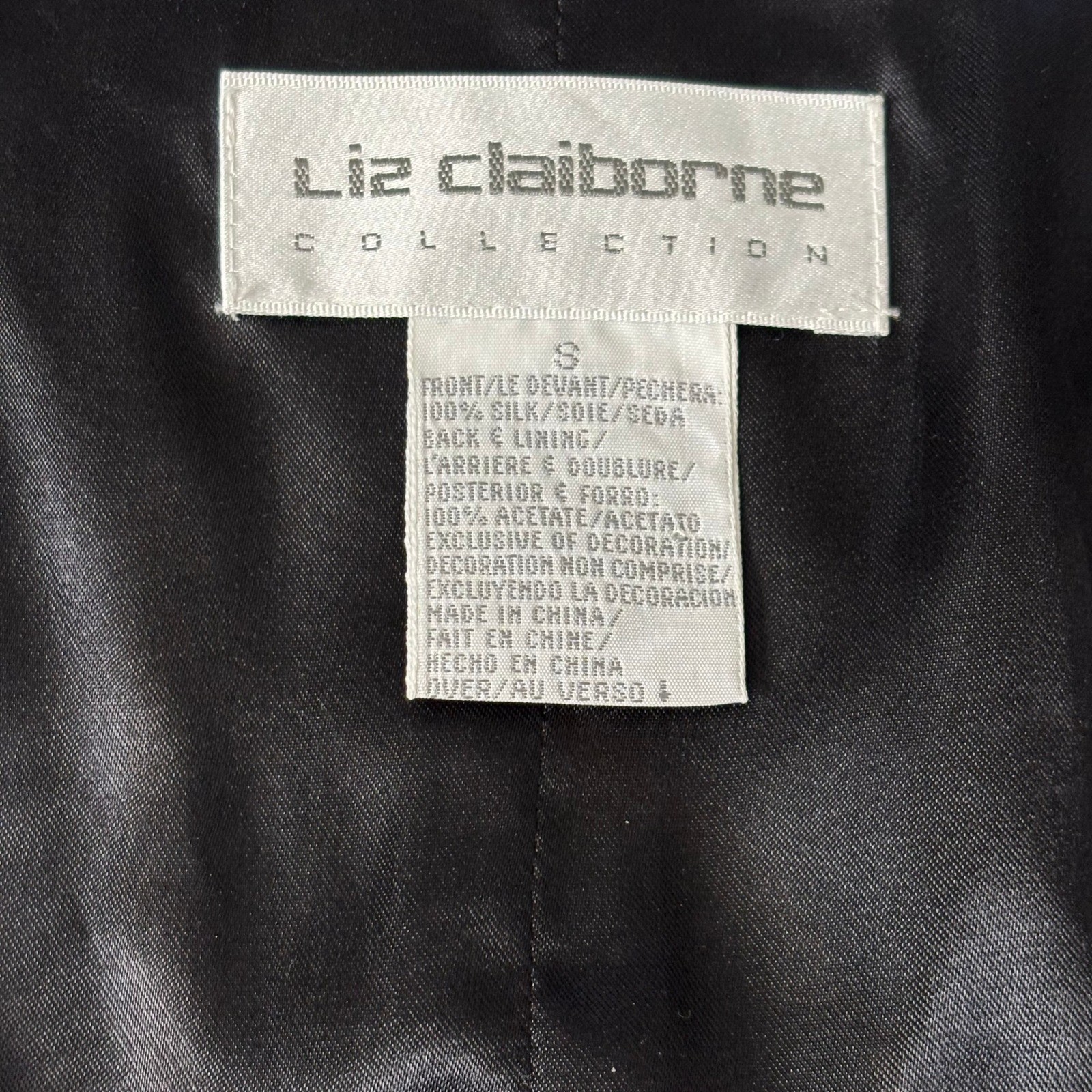 Vintage Liz Clairborne Beaded Silk Vest Sz S Black Whimsigoth Evening