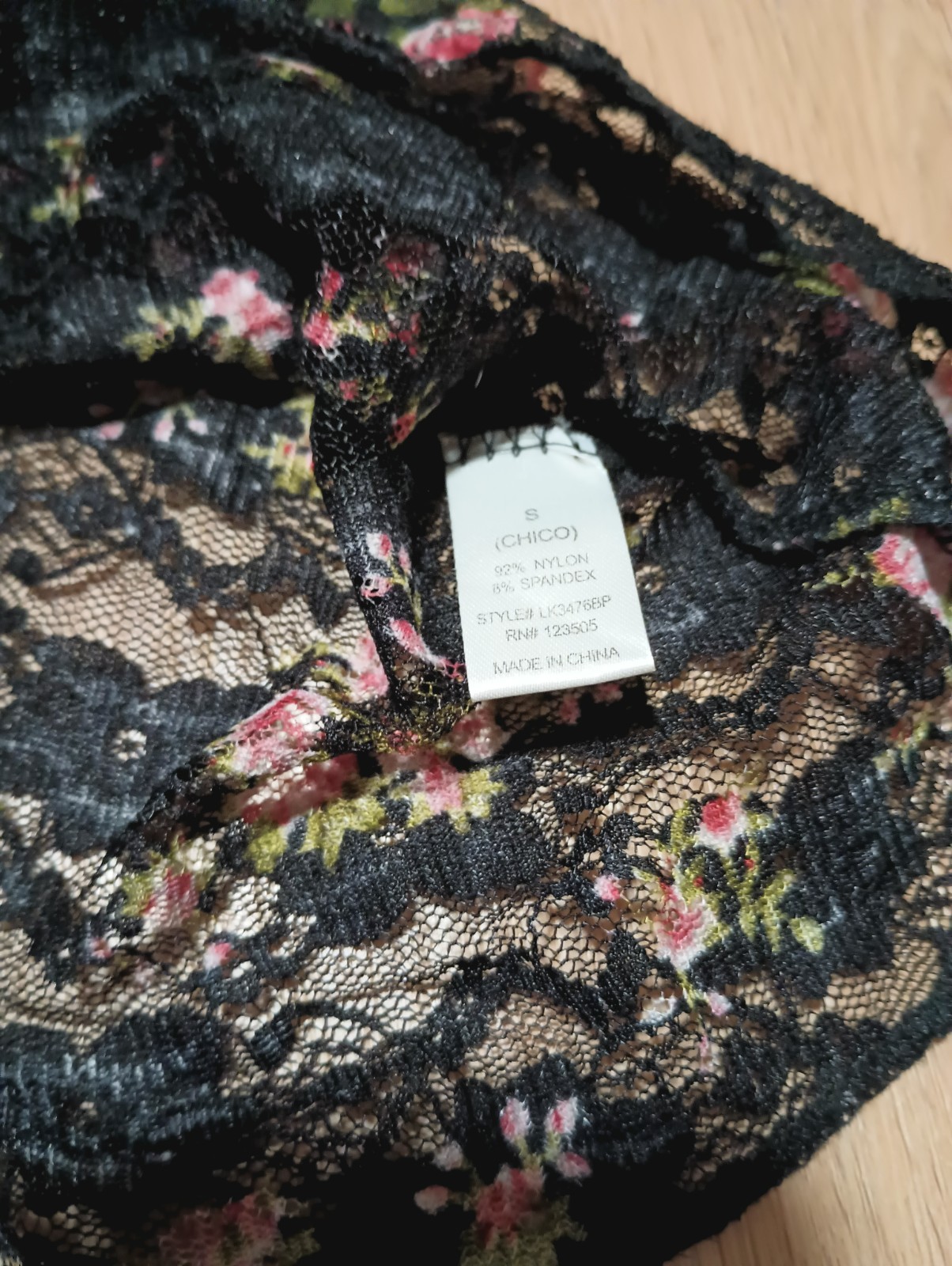 Vtg 90s Stretch Sheer Chantilly Lace Liberty Floral GRUNGE Layer Top Tunic M