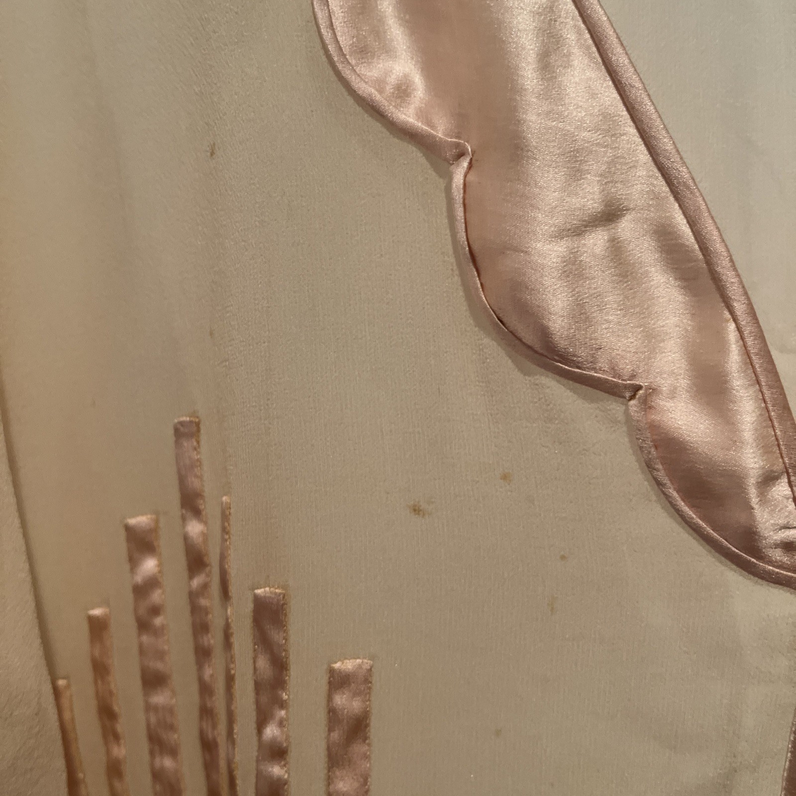 Antique 1920s Pink Silk Chiffon Peignoir Dressing Robe Satin Art Deco Lingerie