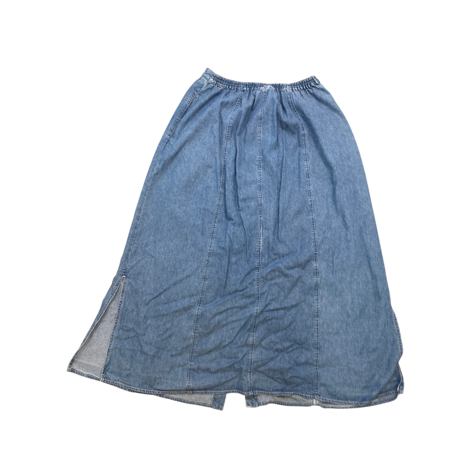 Vintage Essential Elements Denim long Jean Skirt button up maxi A line Large