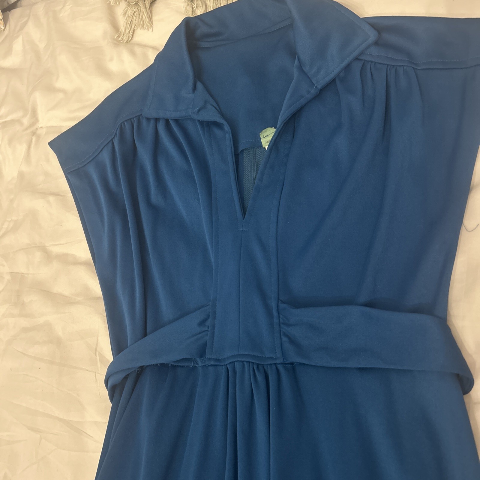 Vintage 70s Blue Maxi Dress Size 13 Twiggy Retro MCM Disco