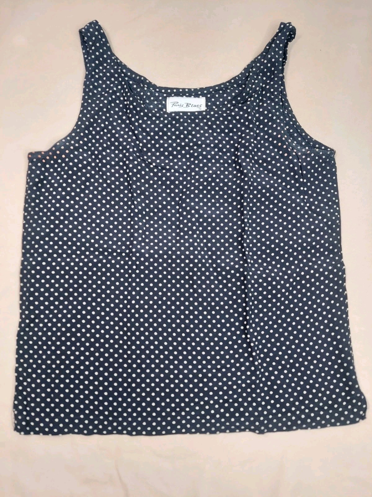 Vintage Black White Polka Dot Tank Top Women S XS 90s Minimalist Cami Paris Blue