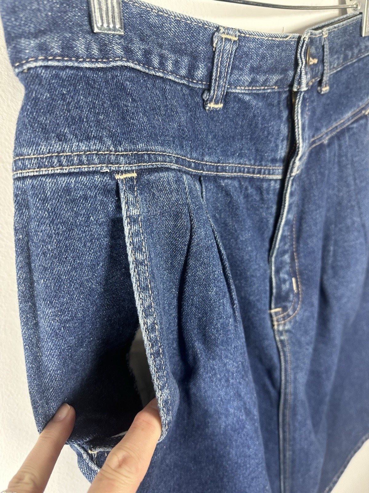 Women’s Deadstock 80s Stefano International Sportswear denim Pleated skirt 18W